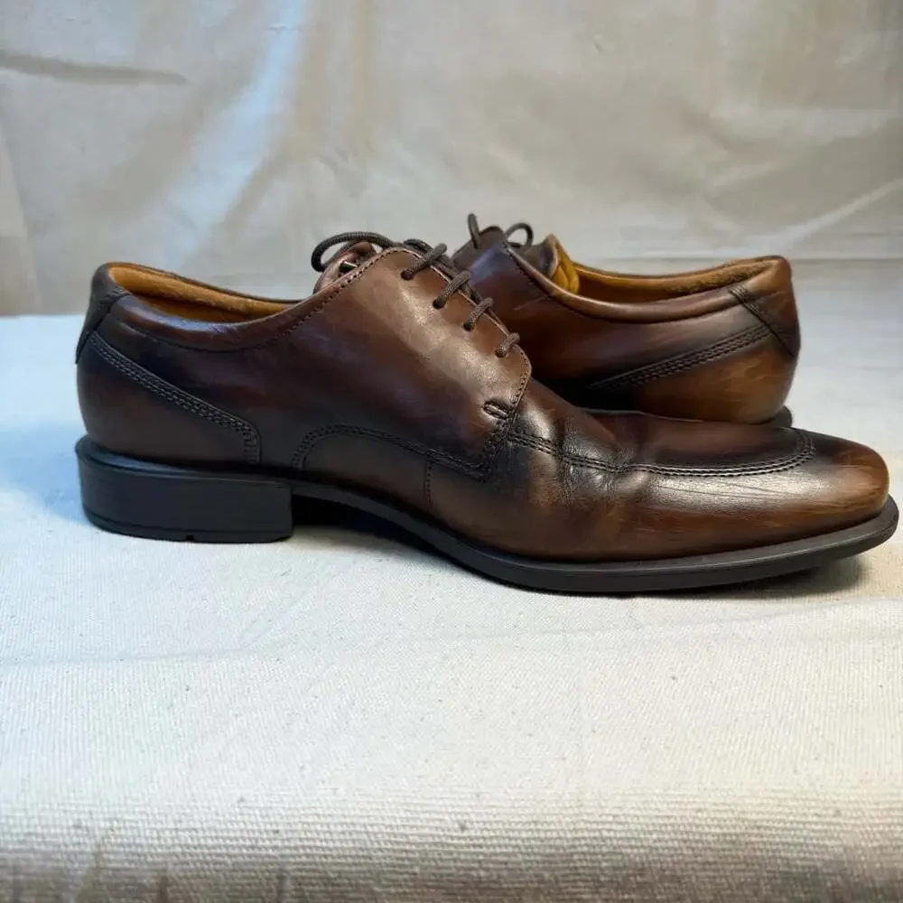 Ecco Cairo Apron Toe Tie Walnut Brown Leather Oxford
